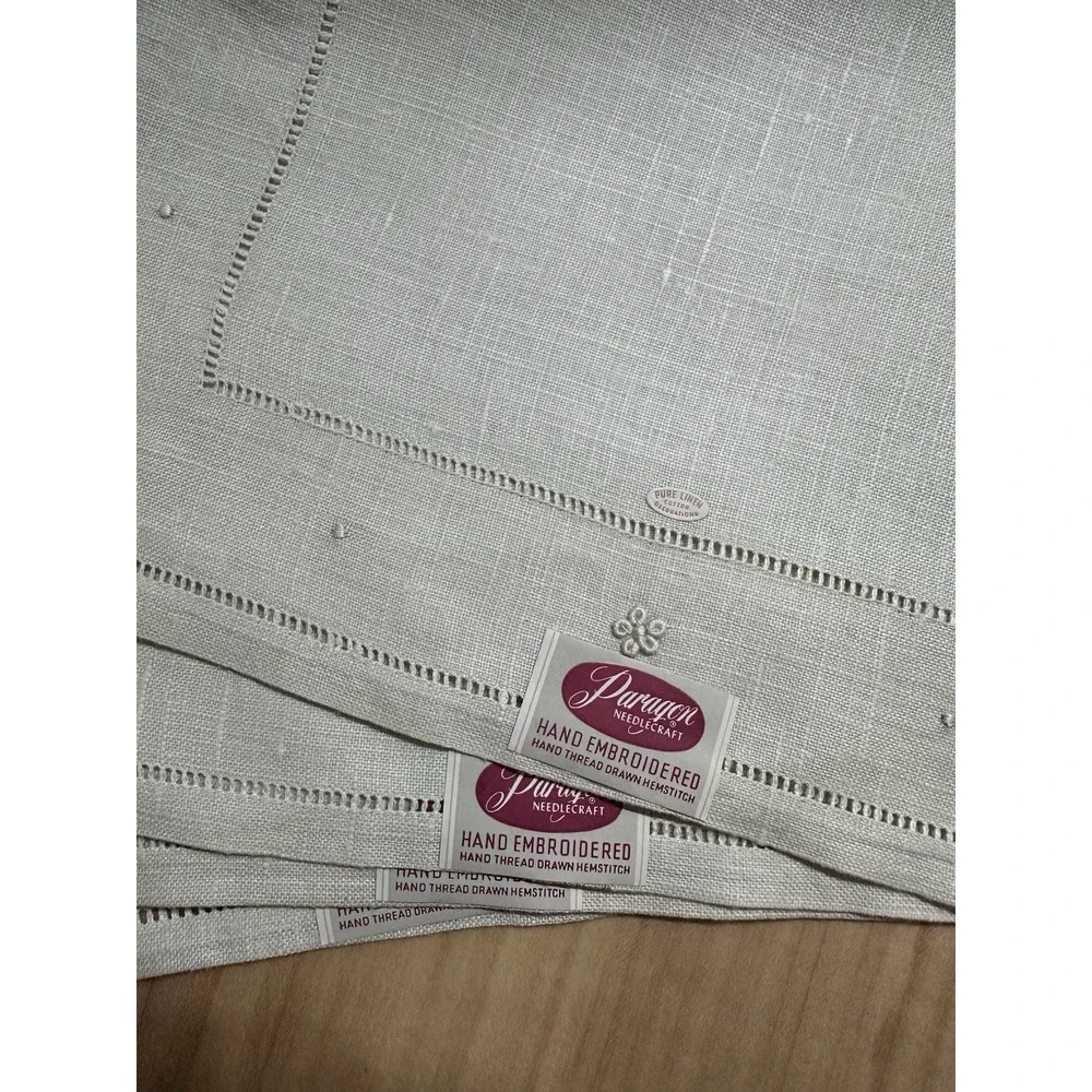 Vtg Paragon Needlecraft Hand Embroidered Linen Napkins & Place Mats Set of 8 MCM